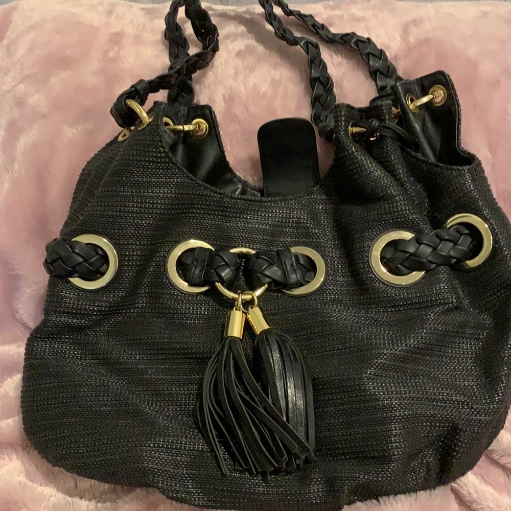 Large tassel braided strap gold accents